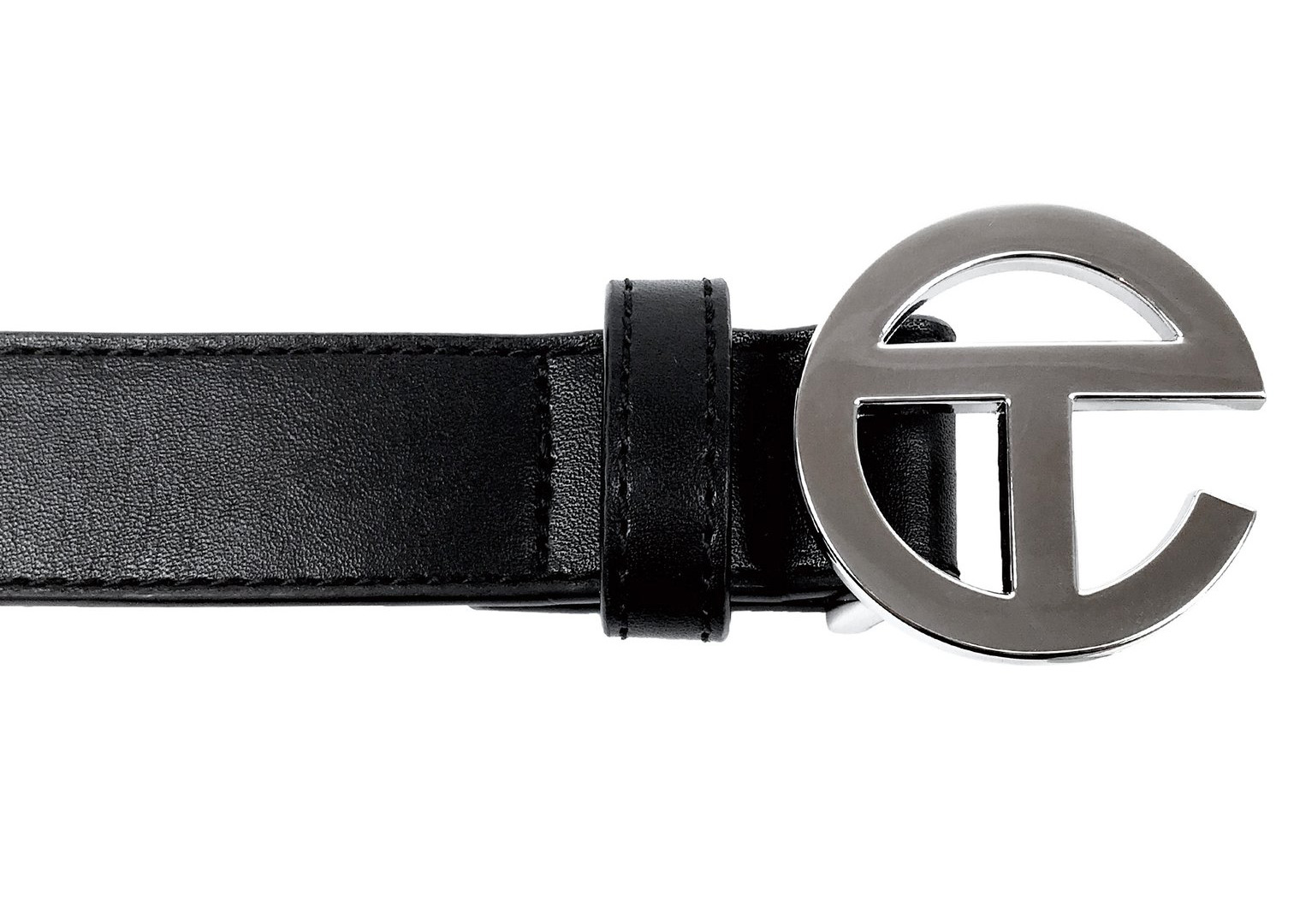Telfar Logo Belt Black in Vegan Leather with Silver-tone - US