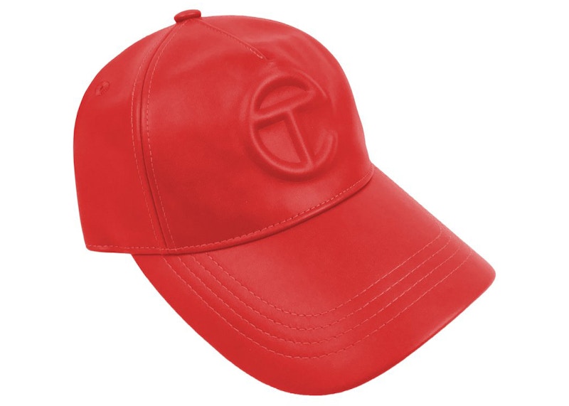 Telfar Logo Embossed Hat Red in Faux Leather - US