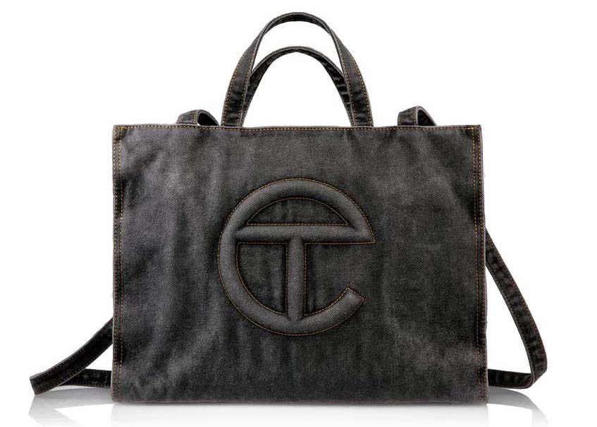 Telfar Medium Denim Shopping Bag Black