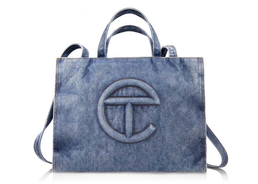 Telfar Medium Denim Shopping Bag Blue in Cotton with Silver-tone - JP