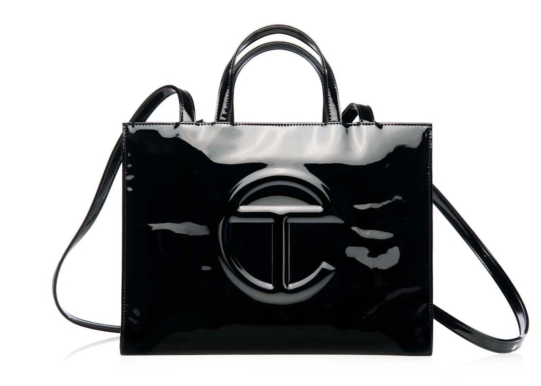 Pre-owned Telfar Medium Patent Shopping Bag Black