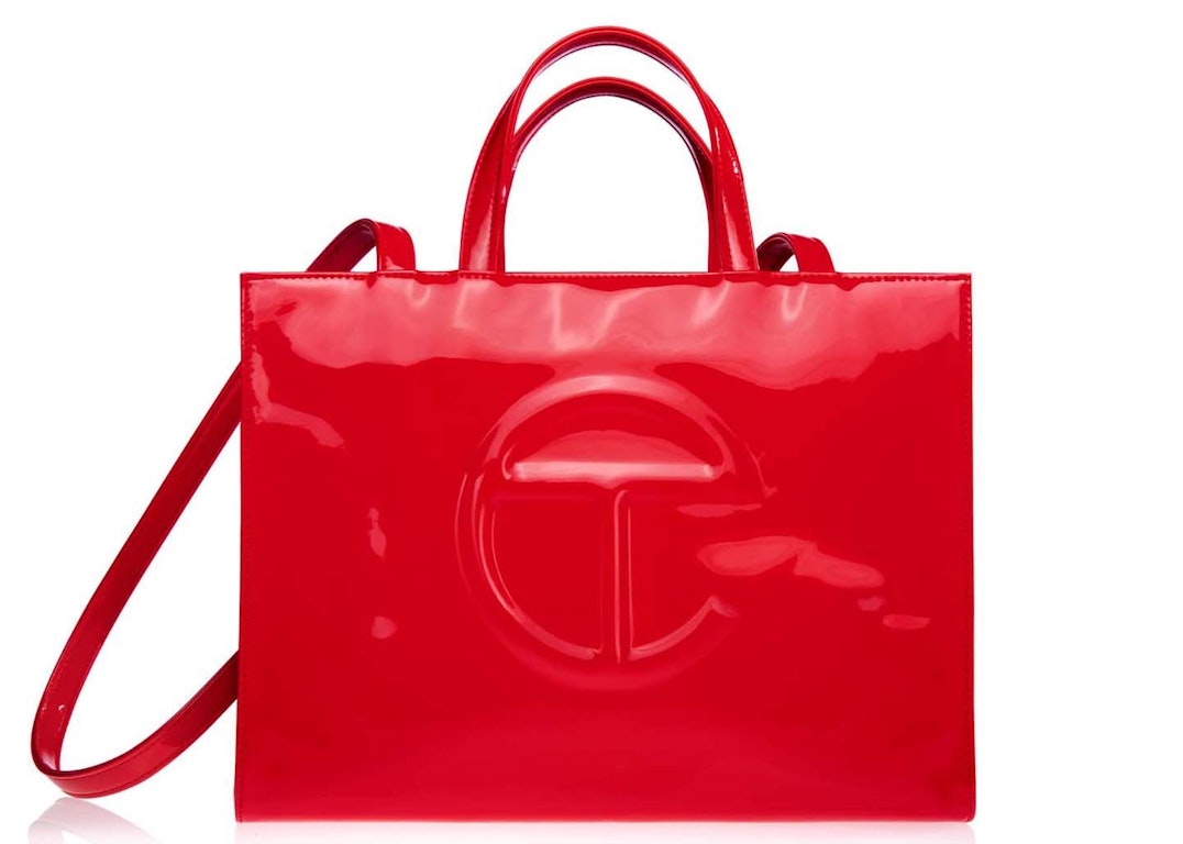 Pre-owned Telfar Medium Patent Shopping Bag Red