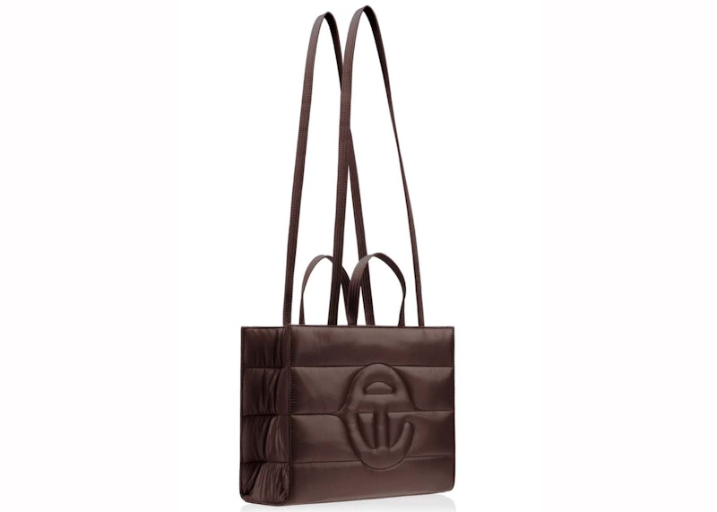 Telfar Medium Puff Shopper Chocolate in Nylon with Silvertone US