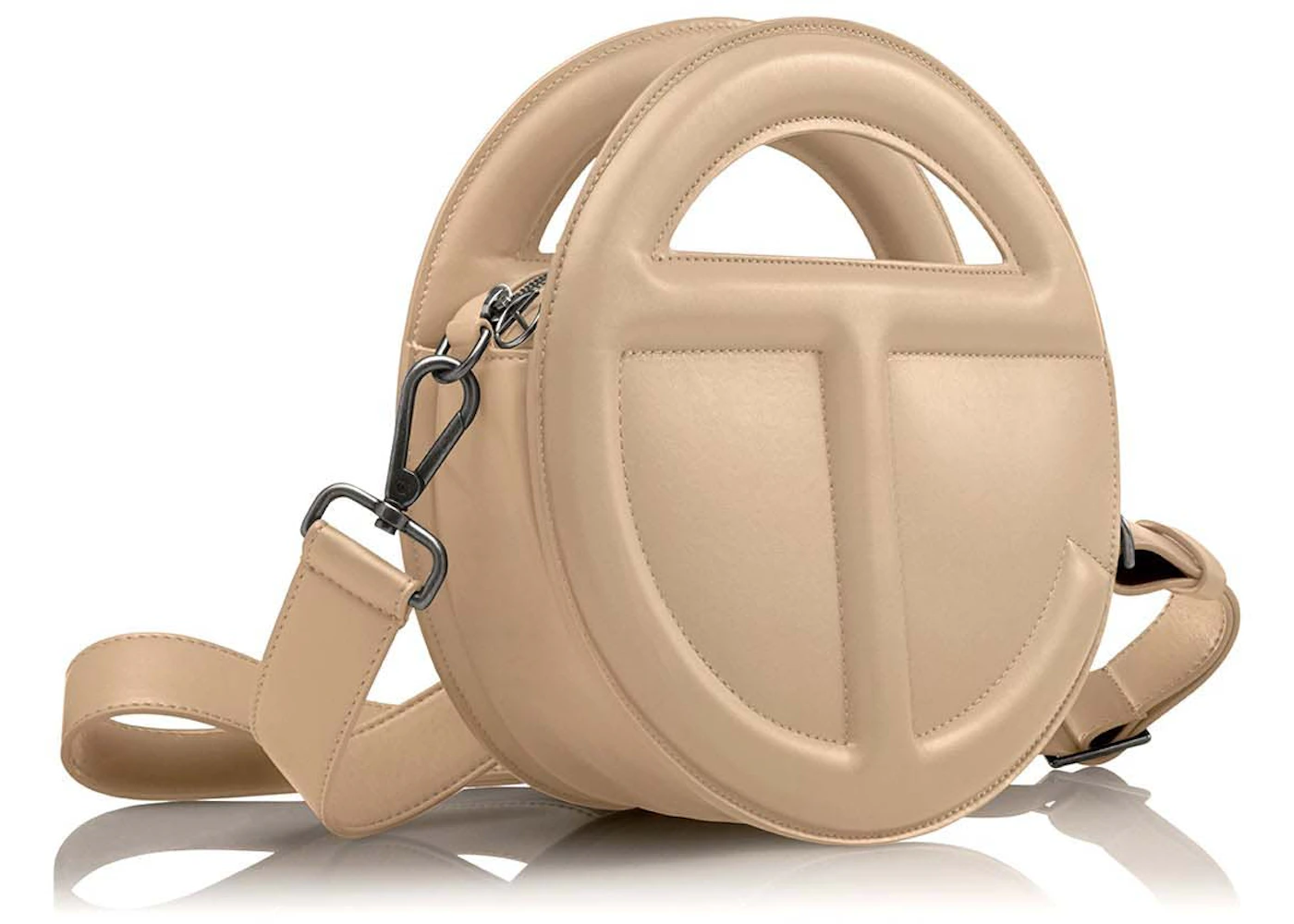 Telfar Round Circle Bag Cream in Polyurethane/Polyester with Silver ...