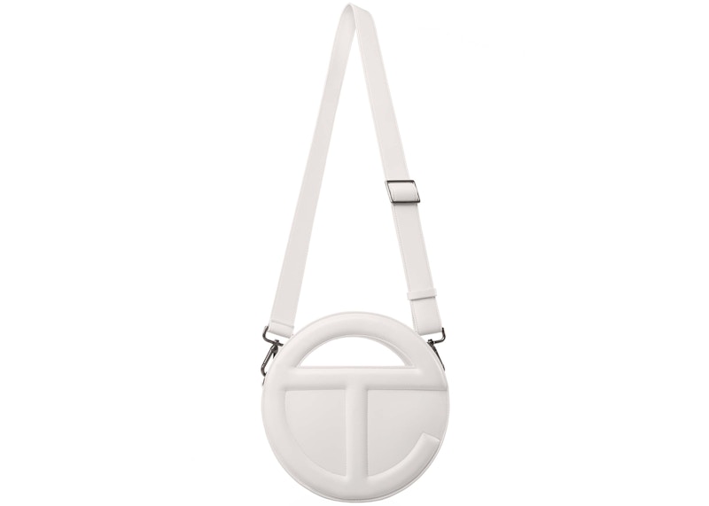 Telfar Round Circle Bag White in Faux Leather with Silver tone US