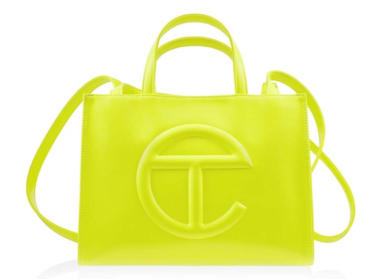 Pre-owned Telfar Shmedium Shopping Bag In Highlighter Yellow
