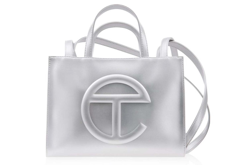 Pre-owned Telfar Shmedium Shopping Bag In Silver