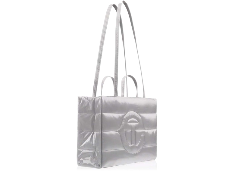 Telfar Large Puff Shopper Grey in Nylon with Silvertone US