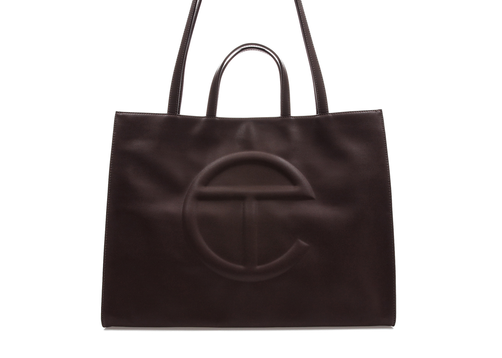 Telfar Shopping Bag Large Chocolate in Vegan Leather with Silver