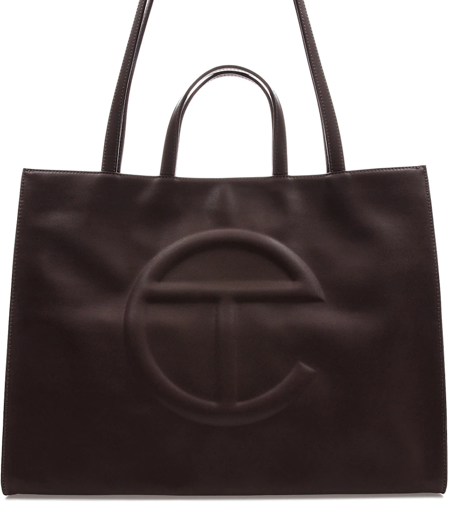 Telfar Shopping Bag Large Chocolate in Vegan Leather with Silver-tone - US
