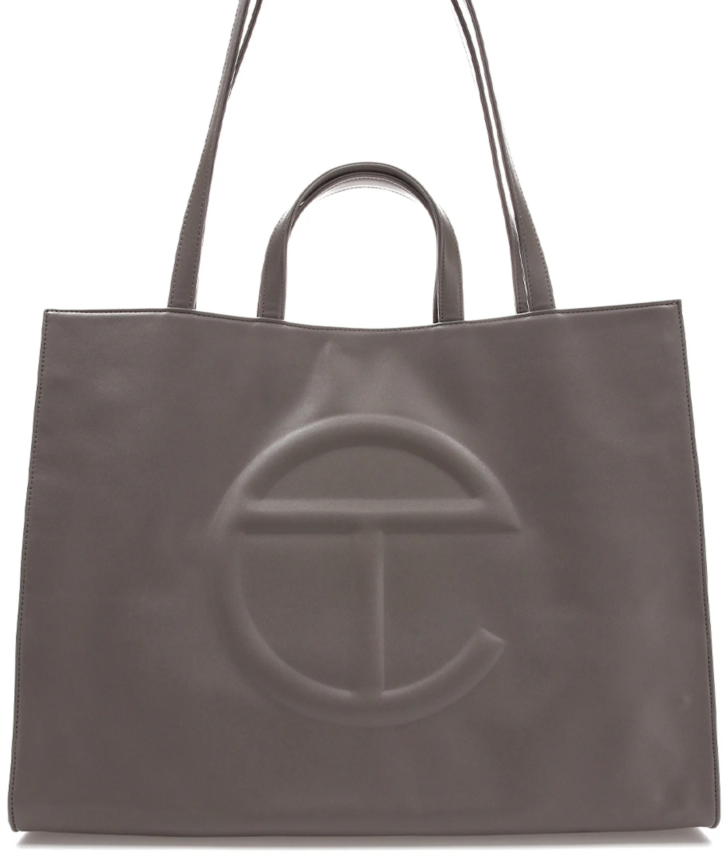 Telfar Shopping Bag Large Grey in Vegan Leather with Silver-tone - US