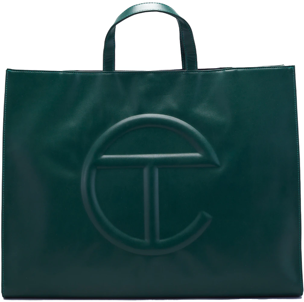Telfar Shopping Bag Large Dark Olive in Vegan Leather with Silver-tone - US