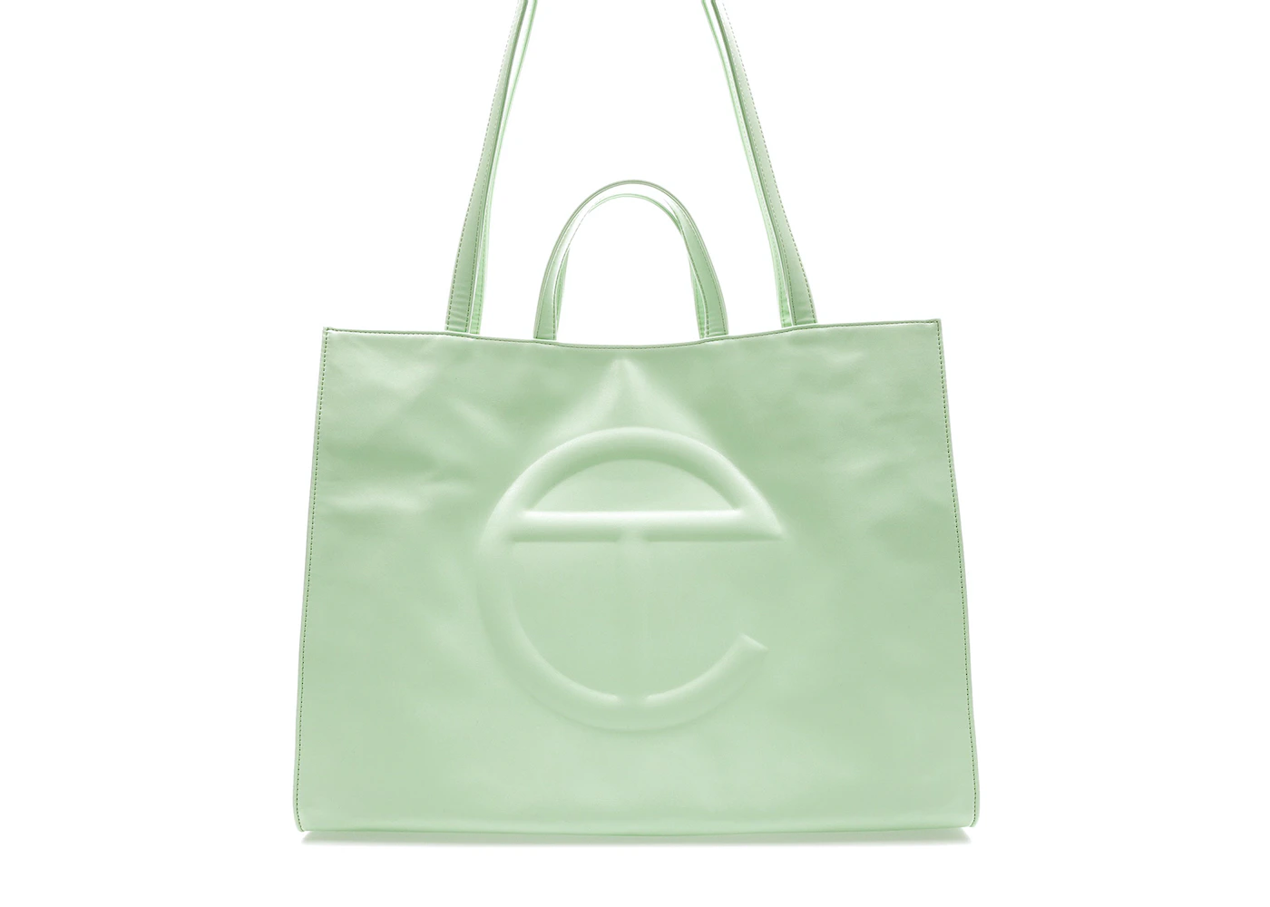 Telfar Shopping Bag Large Double Mint in Vegan Leather with Silver-tone ...