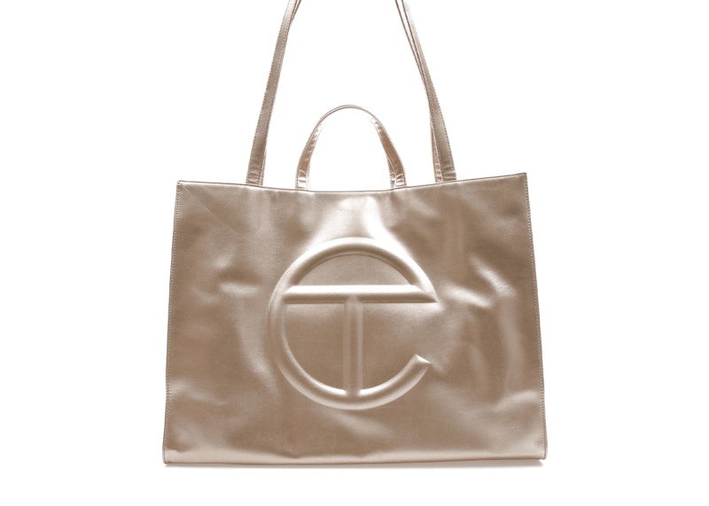 Telfar Shopping Bag Large Gold in Vegan Leather with Silver-tone - US