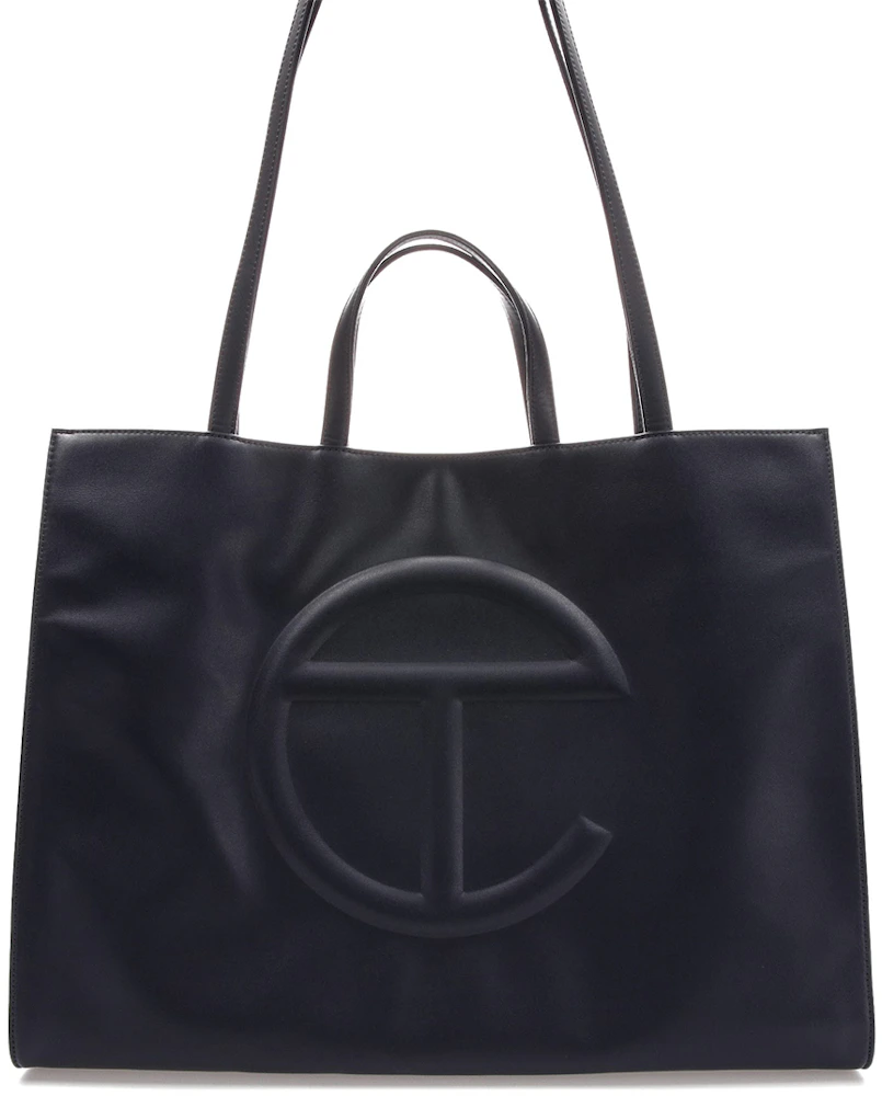 Telfar Shopping Bag Large Navy in Vegan Leather with Silver-tone - US