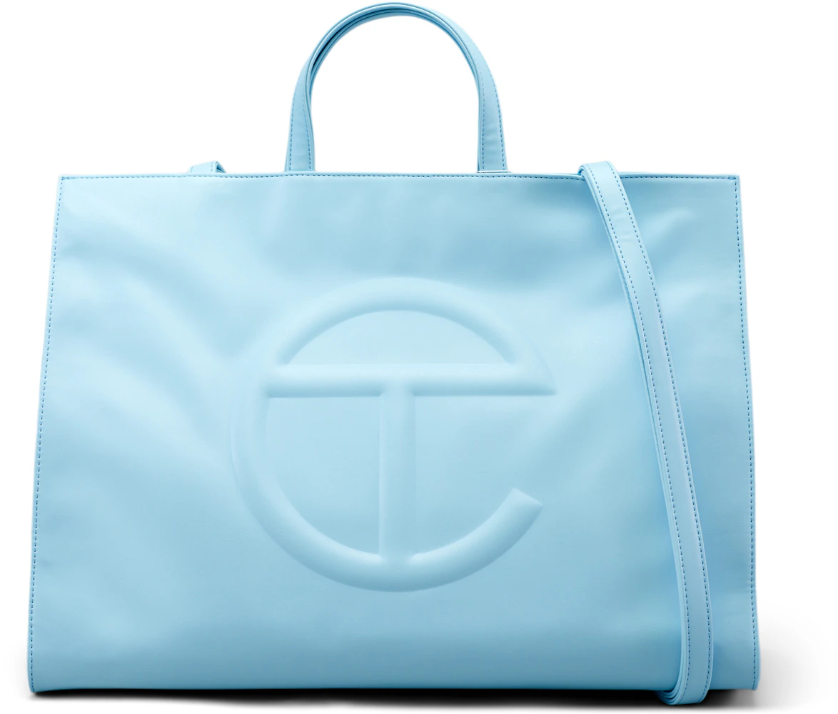 Telfar Shopping Bag Large Pool Blue in Vegan Leather with Silver-tone - US