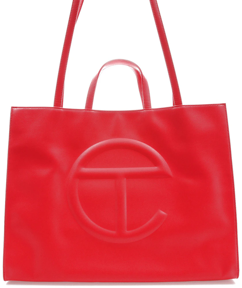Telfar Shopping Bag Large Red in Vegan Leather with Silver-tone - US