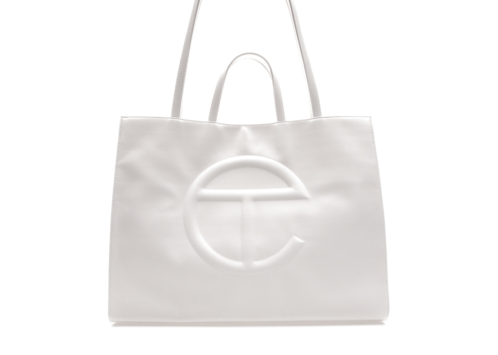 Telfar Shopping Bag Large White in Vegan Leather with Silver-tone - US
