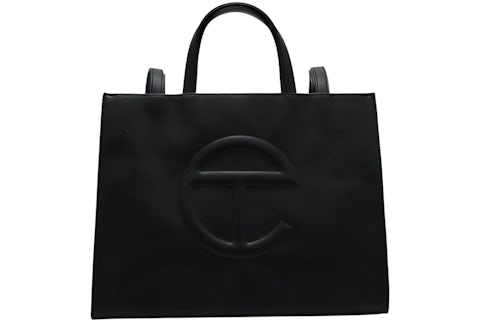 Telfar Shopping Bag Medium Black in Vegan Leather with Silver-tone