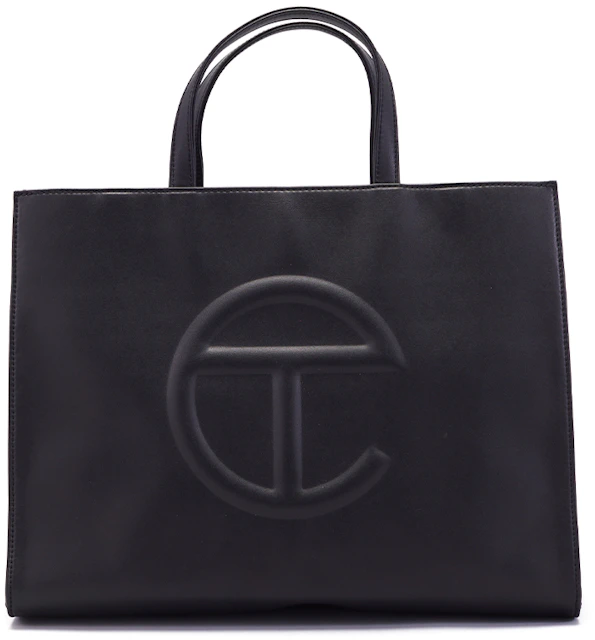 Kom langs om het te weten . speelplaats Telfar Shopping Bag Medium Black in Vegan Leather with Silver-tone