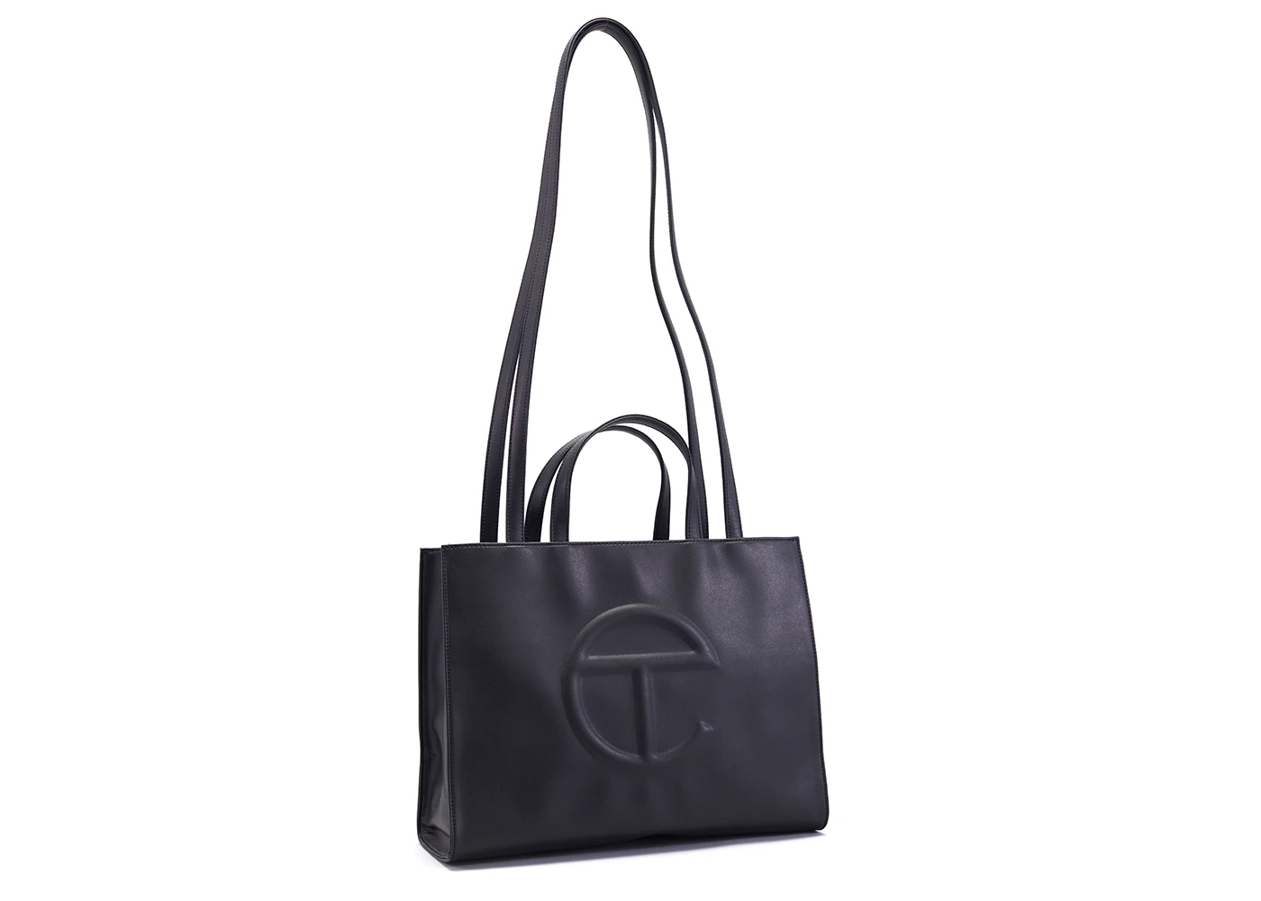 Telfar Shopping Bag Medium Black in Vegan Leather with Silver-tone - US