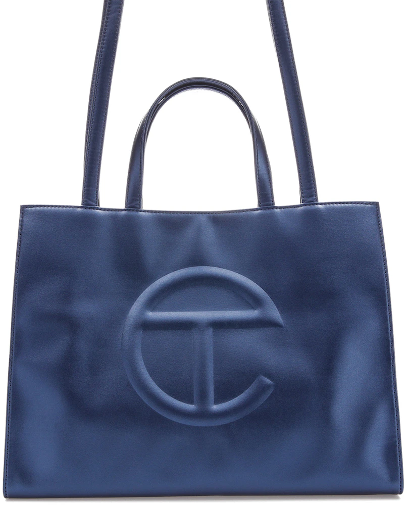 Telfar Shopping Bag Medium Cobalt in Vegan Leather with Silver-tone - US