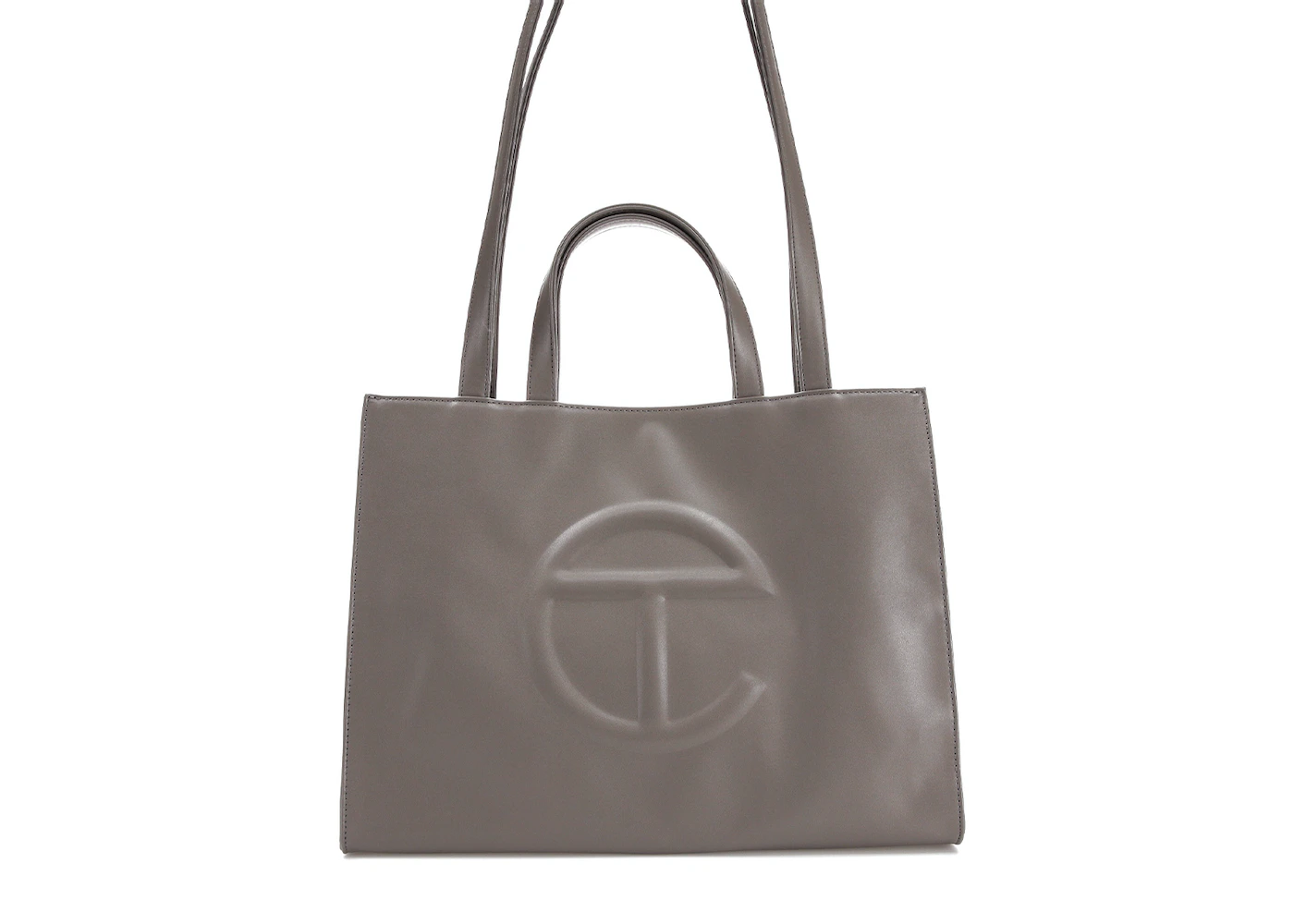 Telfar Shopping Bag Medium Grey in Vegan Leather with Silver-tone - US