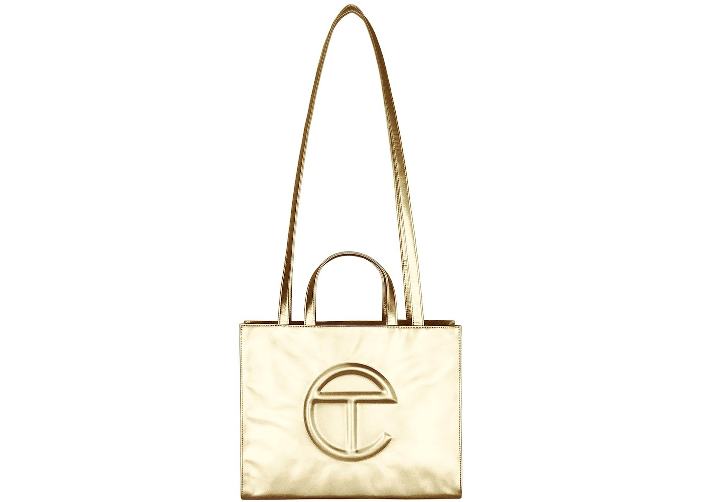 Telfar Shopping Bag Medium Gold in Vegan Leather with Silver-tone