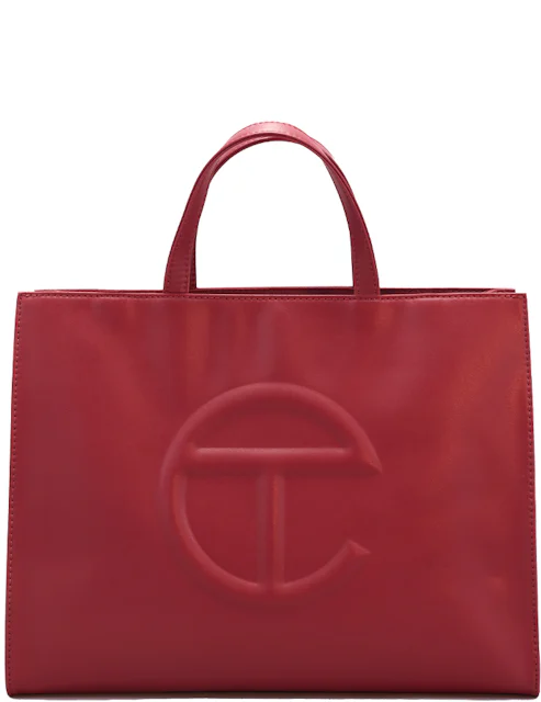 Telfar Shopping Bag Medium Oxblood in Vegan Leather with Silver-tone - US