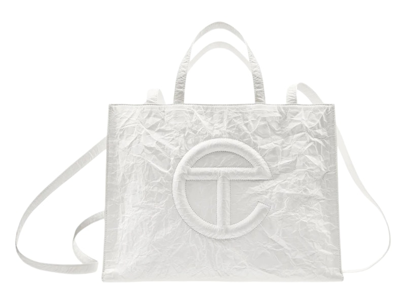 Telfar Shopping Bag Medium White Paper in Coated Canvas - JP