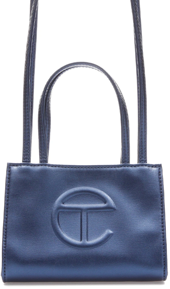 Telfar Shopping Bag Small Cobalt in Vegan Leather with Silver-tone - US