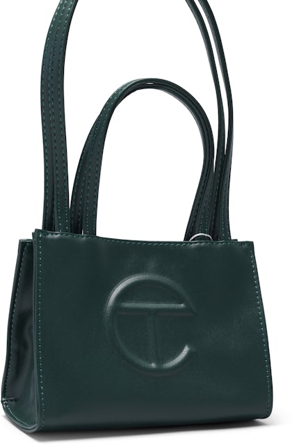 Telfar Shopping Bag Small Dark Olive in Vegan Leather with Silver-tone - US