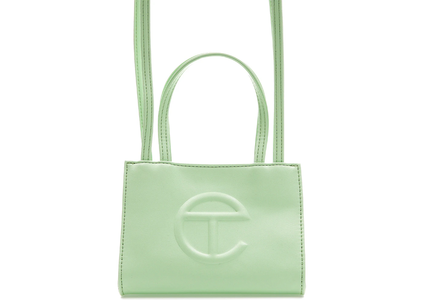 Telfar Shopping Bag Small Double Mint in Vegan Leather with Silver-tone ...