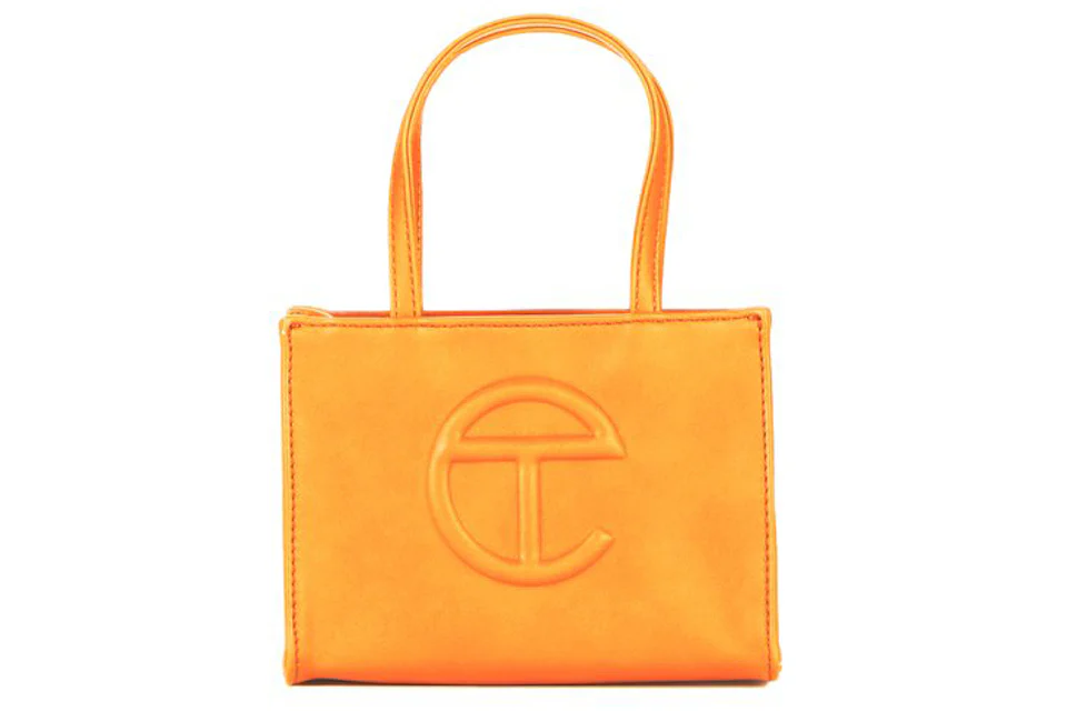 Telfar Shopping Bag Small Orange in Vegan Leather with Silver-tone - GB