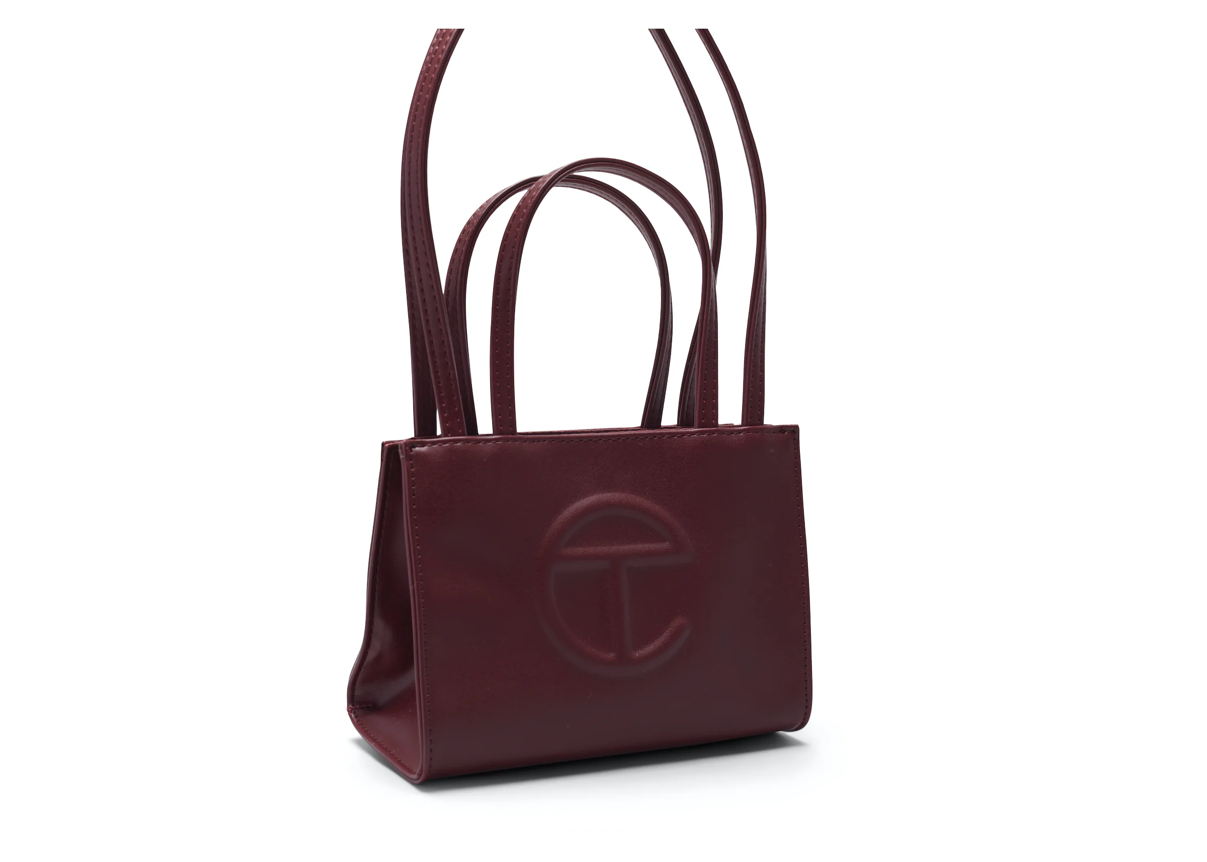 Telfar Shopping Bag Small Oxblood in Vegan Leather with Silver-tone - US