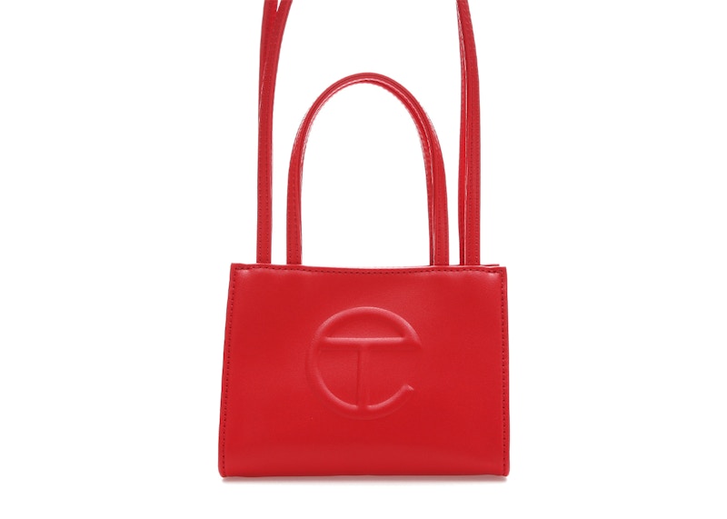 Telfar Shopping Bag Small Red in Vegan Leather with Silver-tone - US