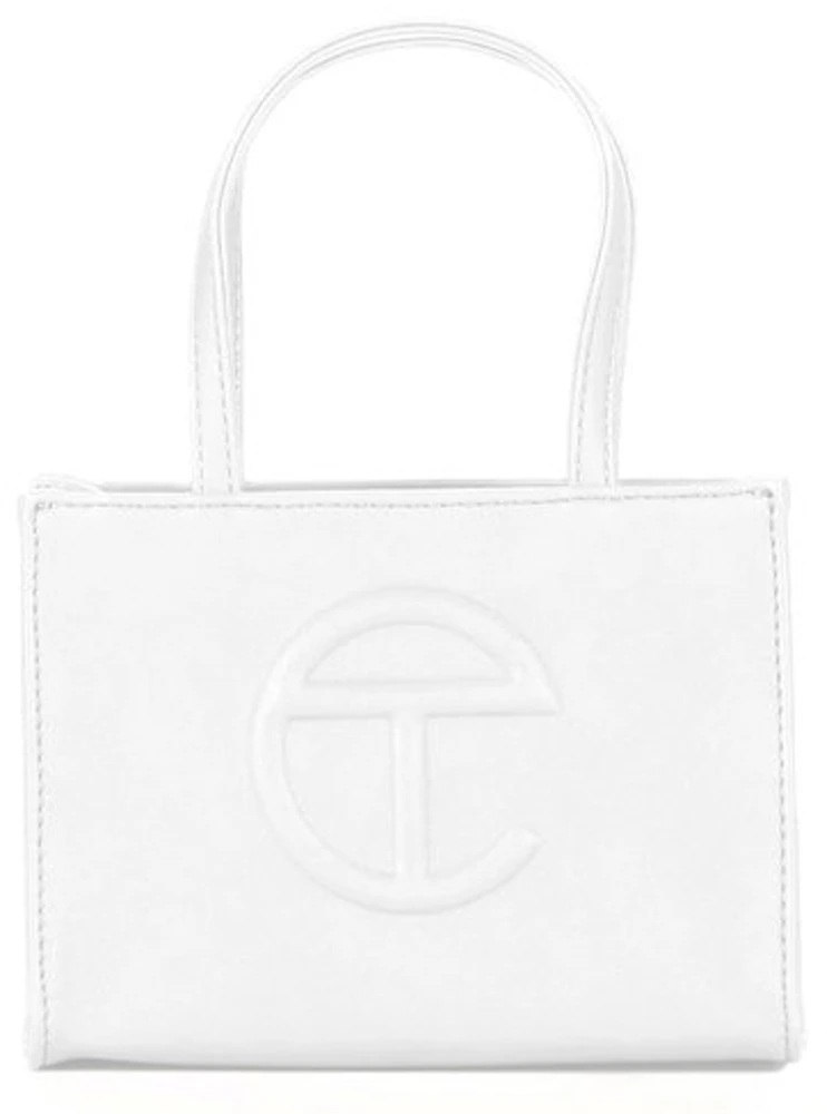 Telfar Shopping Bag Small White in Vegan Leather with Silver-tone - US