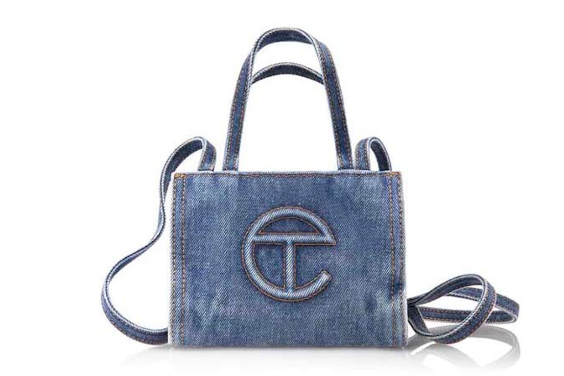 Pre-owned Telfar Small Denim Shopping Bag Blue