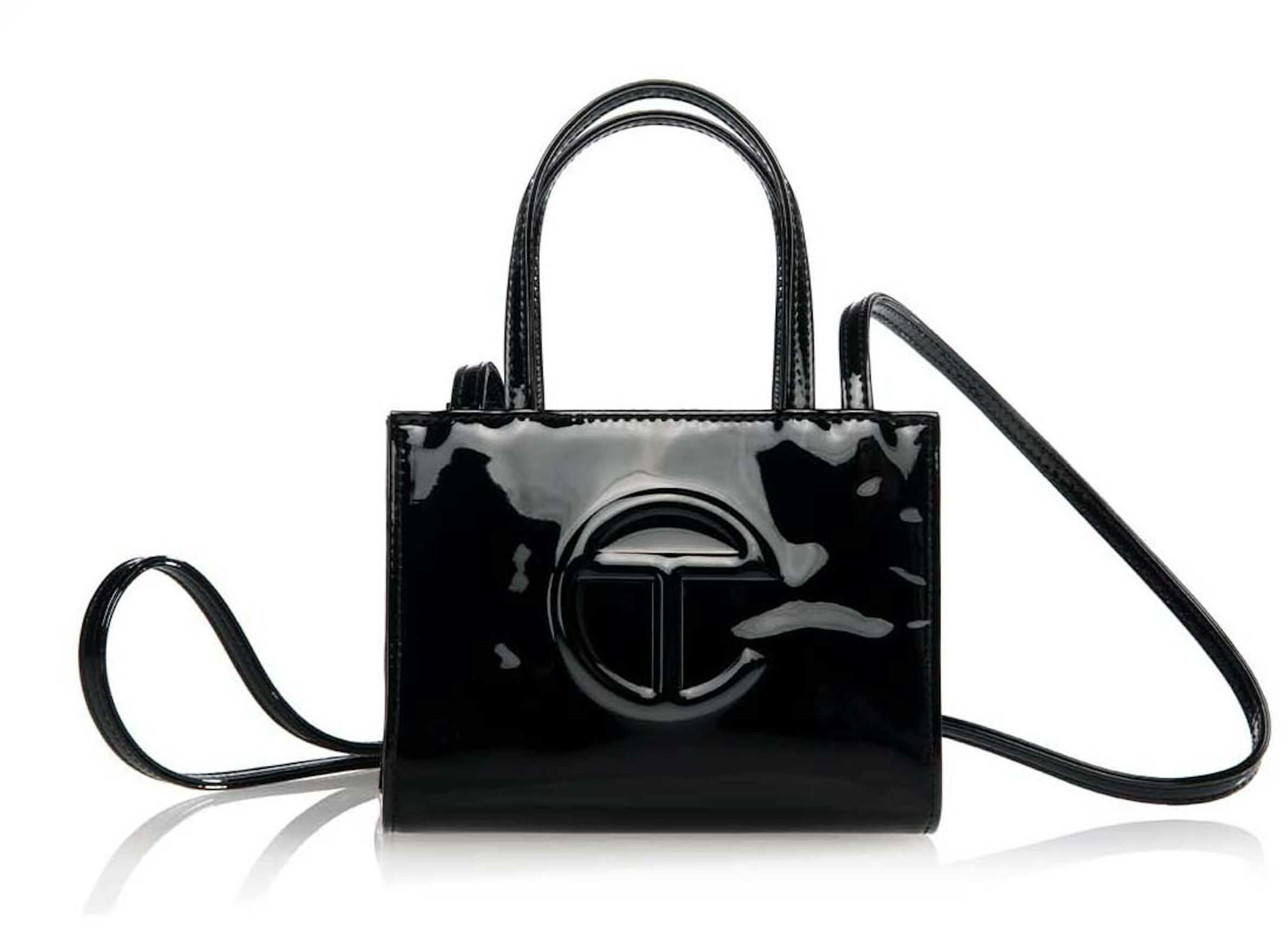BNWT Telfar Black Patent Shopping Bag - Medium SIZE Brand New with Tags