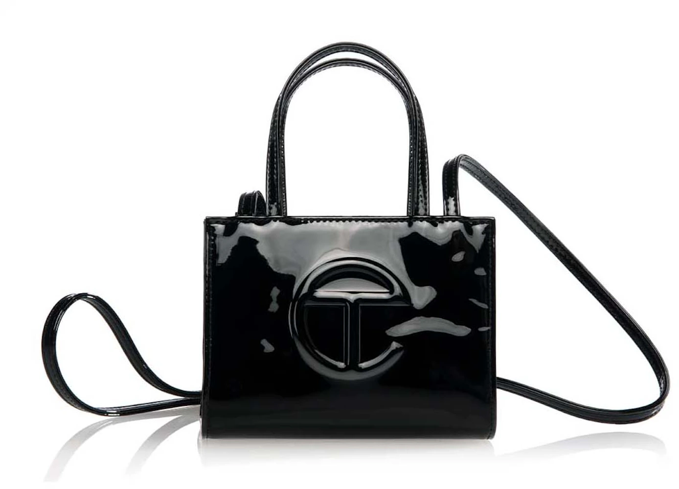 Telfar Small Patent Shopping Bag Black in Faux Leather with Silver-tone - US
