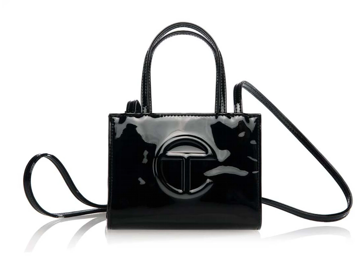 Telfar Small Patent Shopping Bag Black in Faux Leather with Silver-tone ...