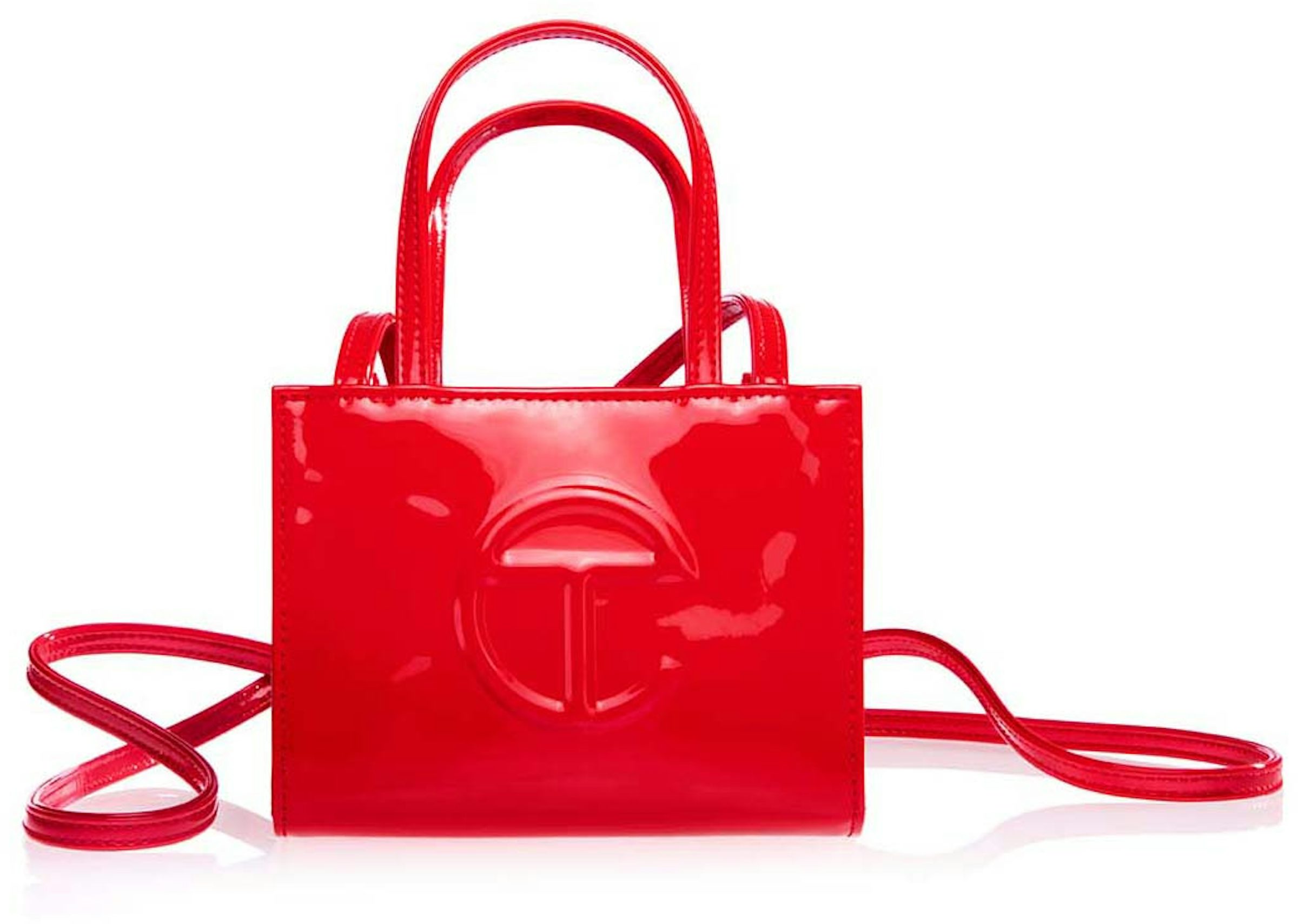Small shopping bag patent leather tote Telfar Red in Patent leather -  30945229