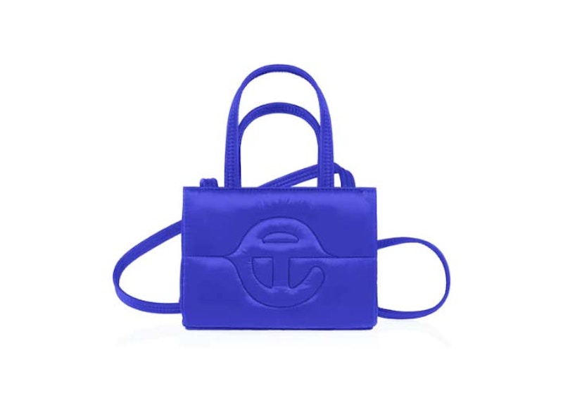 Telfar Small Puff Shopping Bag Painter's Tape in Cotton with Silver