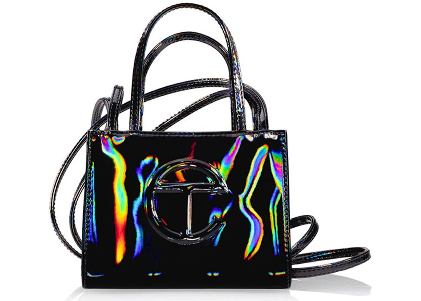 Telfar Small Shopping Bag Black Rainbow in Polyurethane/Polyester