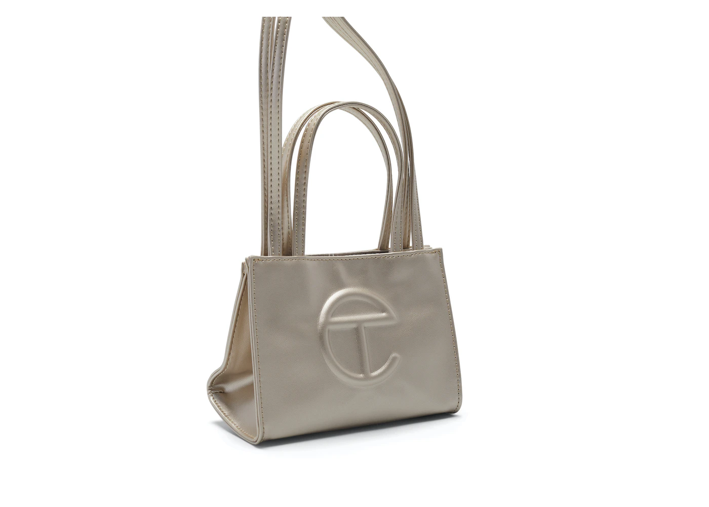 Telfar Shopping Bag Small Gold in Vegan Leather with Silver-tone - US