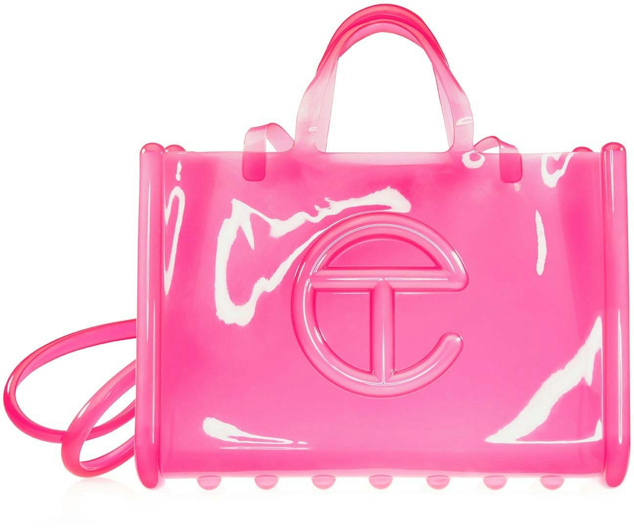 LOEWE a PVC Coral Pink Yellow Clear Vinyl Hand Bag W/Pouch