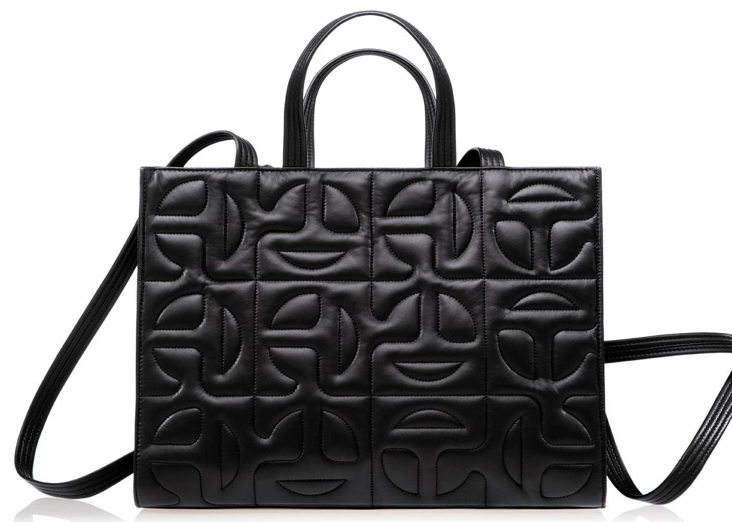 Telfar x Moose Knuckles Leather Quilted Medium Shopper Black in