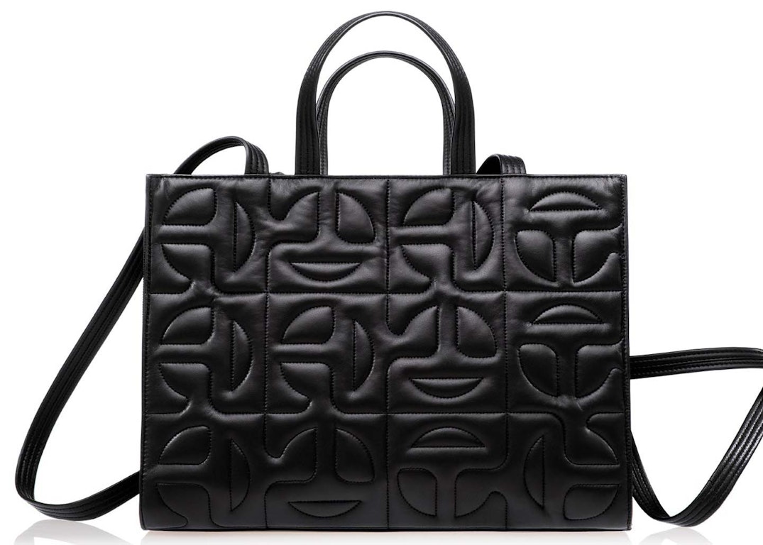 Pre-owned Telfar X Moose Knuckles Leather Quilted Medium Shopper Black
