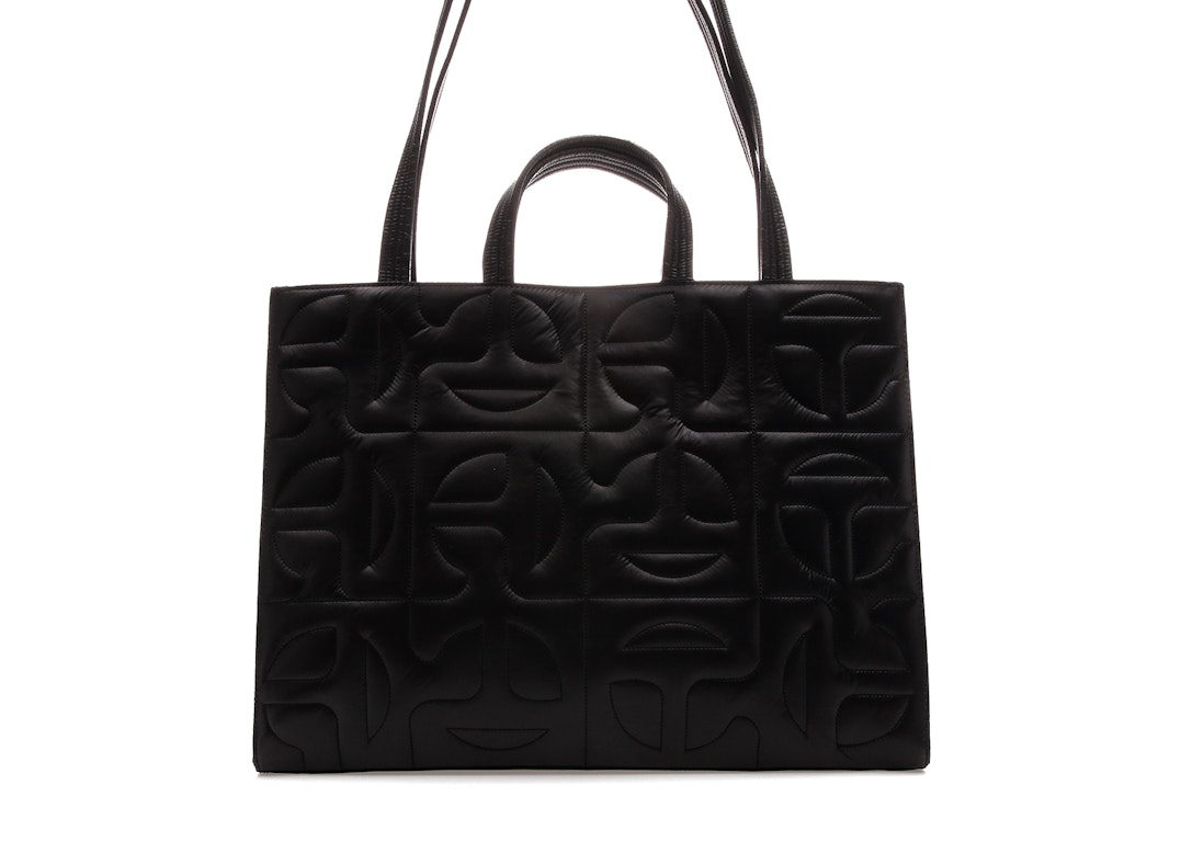 Pre-owned Telfar X Moose Knuckles Leather Quilted Shopper Tote Large Black