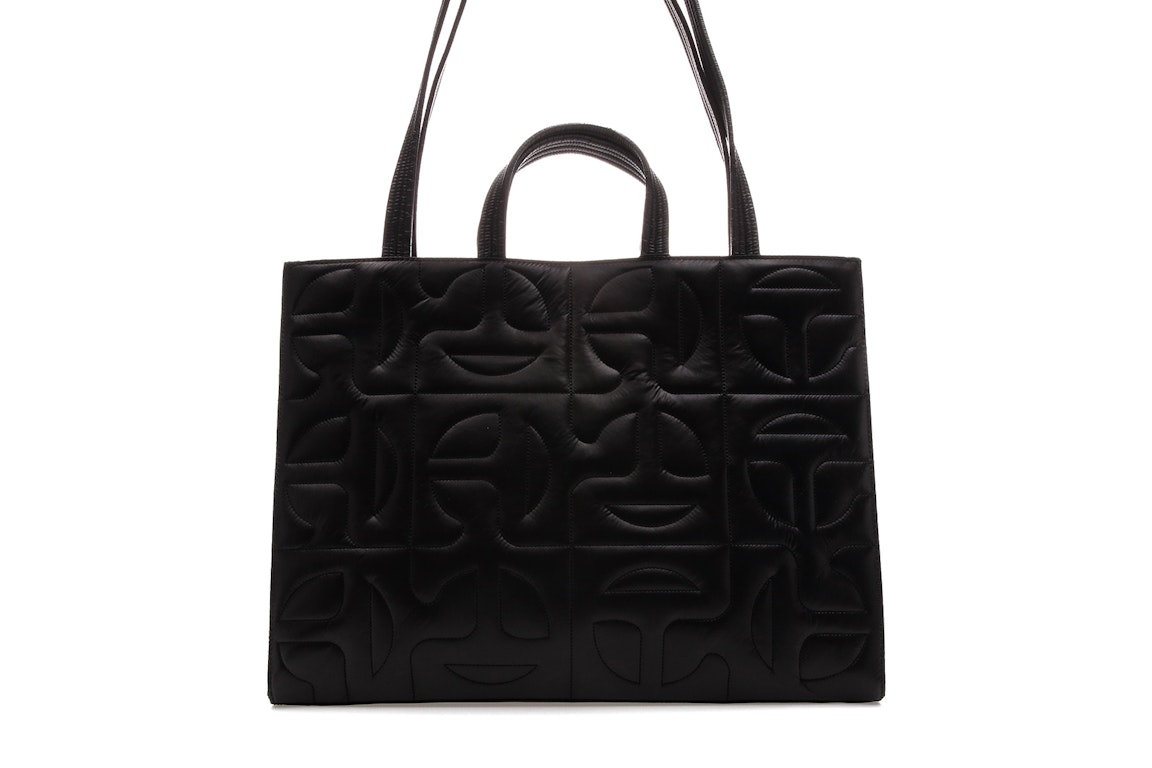 Pre-owned Telfar X Moose Knuckles Leather Quilted Shopper Tote Large Black